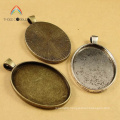 Y0081 Antique Bronze Base Setting Pendant Trays Jewelry Findings Type and Zinc Alloy Material Oval Blank Pendant Trays